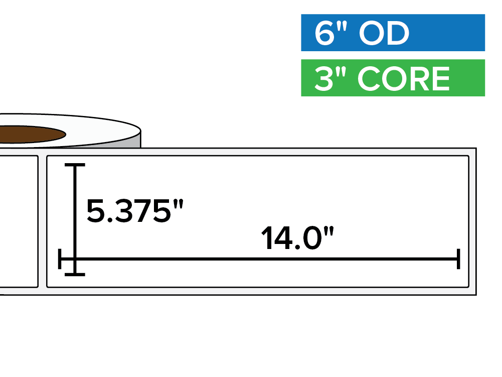 Rectangular Labels, Matte BOPP (poly) | 5.375 x 14 inches | 3 in. core, 6 in. outside diameter-Afinia Label Store