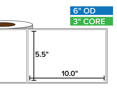 Rectangular Labels, Matte BOPP (poly) | 5.5 x 10 inches | 3 in. core, 6 in. outside diameter-Afinia Label Store