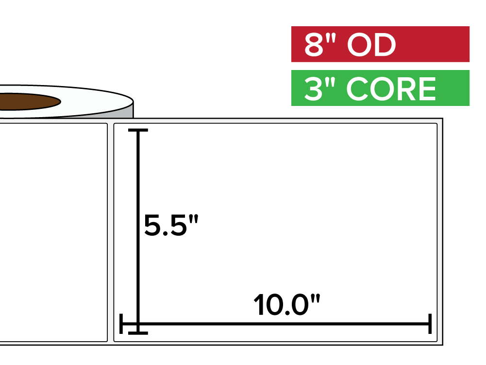 Rectangular Labels, Matte BOPP (poly) | 5.5 x 10 inches | 3 in. core, 8 in. outside diameter-Afinia Label Store