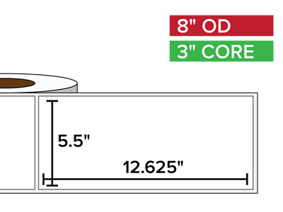 Rectangular Labels, Matte BOPP (poly) | 5.5 x 12.625 inches | 3 in. core, 8 in. outside diameter-Afinia Label Store