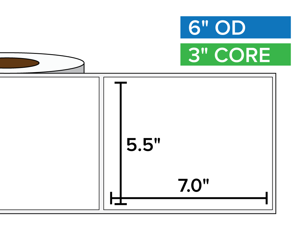 Rectangular Labels, Matte BOPP (poly) | 5.5 x 7 inches | 3 in. core, 6 in. outside diameter-Afinia Label Store