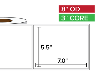 Rectangular Labels, Matte BOPP (poly) | 5.5 x 7 inches | 3 in. core, 8 in. outside diameter-Afinia Label Store