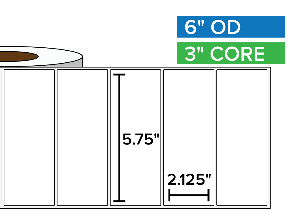 Rectangular Labels, Matte BOPP (poly) | 5.75 x 2.125 inches | 3 in. core, 6 in. outside diameter-Afinia Label Store