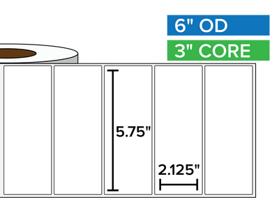 Rectangular Labels, Matte BOPP (poly) | 5.75 x 2.125 inches | 3 in. core, 6 in. outside diameter-Afinia Label Store