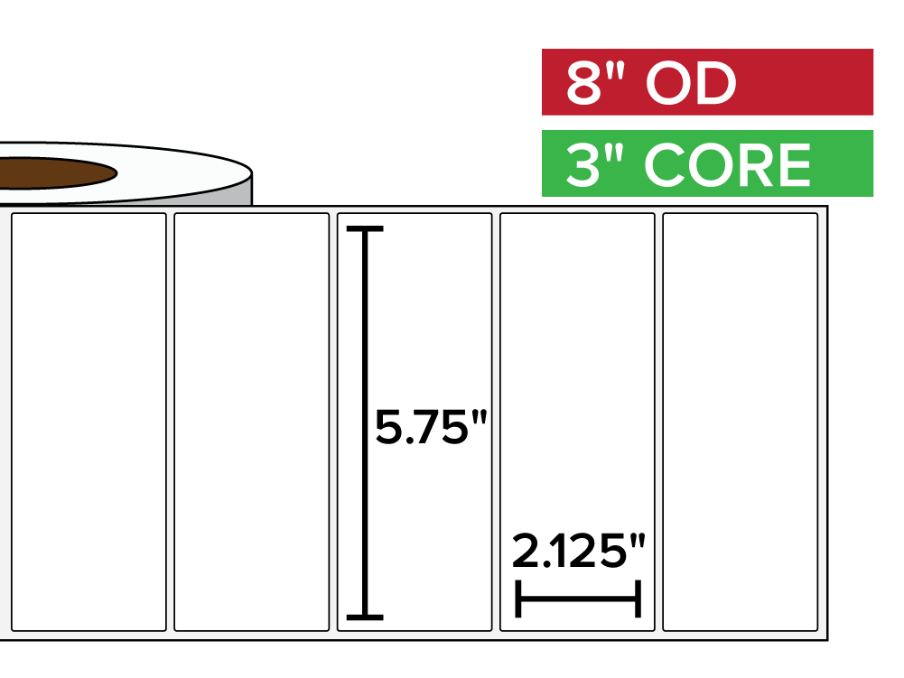 Rectangular Labels, Matte BOPP (poly) | 5.75 x 2.125 inches | 3 in. core, 8 in. outside diameter-Afinia Label Store