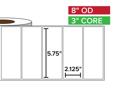 Rectangular Labels, Matte BOPP (poly) | 5.75 x 2.125 inches | 3 in. core, 8 in. outside diameter-Afinia Label Store