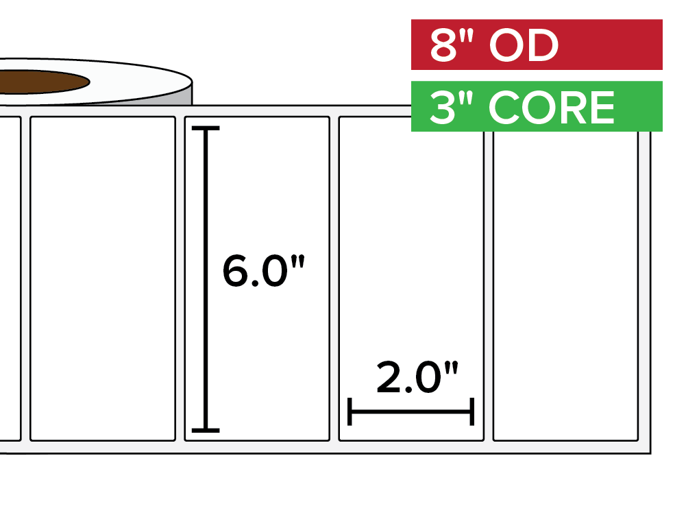 Rectangular Labels, Matte BOPP (poly) | 6 x 2 inches | 3 in. core, 8 in. outside diameter-Afinia Label Store