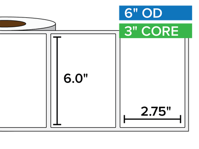 Rectangular Labels, Matte BOPP (poly) | 6 x 2.75 inches | 3 in. core, 6 in. outside diameter-Afinia Label Store