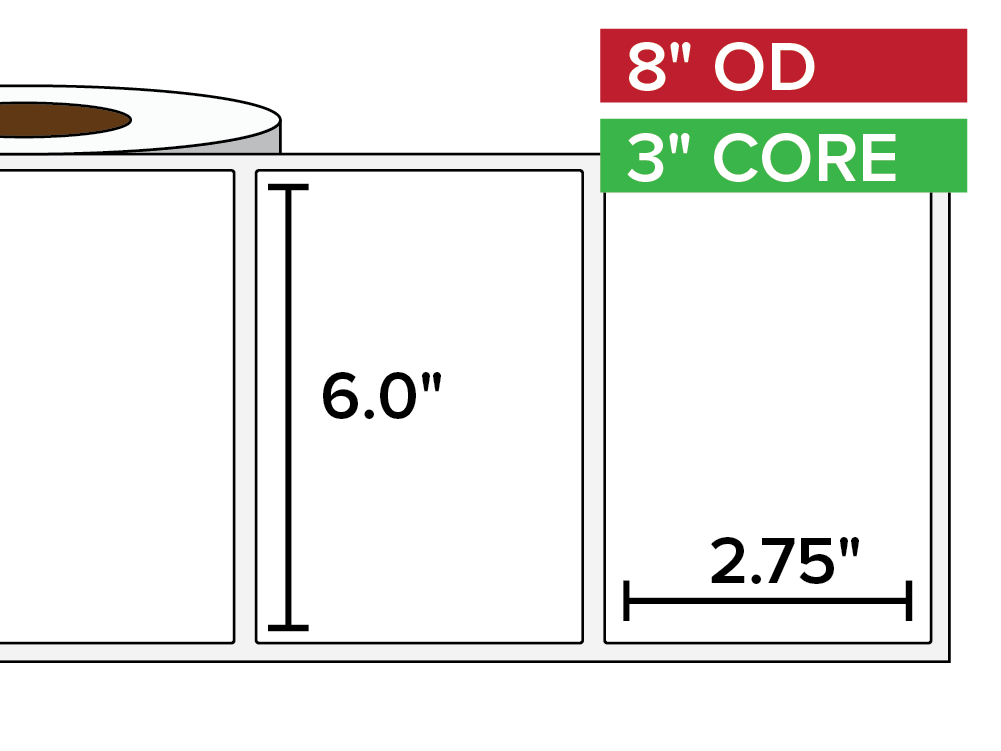 Rectangular Labels, Matte BOPP (poly) | 6 x 2.75 inches | 3 in. core, 8 in. outside diameter-Afinia Label Store