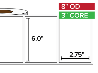 Rectangular Labels, Matte BOPP (poly) | 6 x 2.75 inches | 3 in. core, 8 in. outside diameter-Afinia Label Store