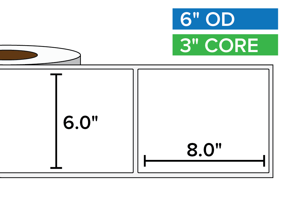 Rectangular Labels, Matte BOPP (poly) | 6 x 8 inches | 3 in. core, 6 in. outside diameter-Afinia Label Store