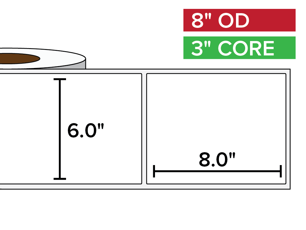 Rectangular Labels, Matte BOPP (poly) | 6 x 8 inches | 3 in. core, 8 in. outside diameter-Afinia Label Store