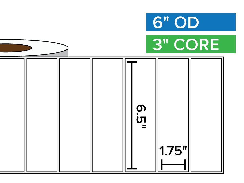 Rectangular Labels, Matte BOPP (poly) | 6.5 x 1.75 inches | 3 in. core, 6 in. outside diameter-Afinia Label Store