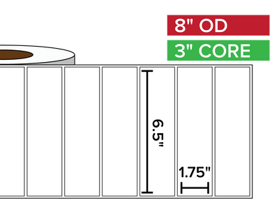 Rectangular Labels, Matte BOPP (poly) | 6.5 x 1.75 inches | 3 in. core, 8 in. outside diameter-Afinia Label Store