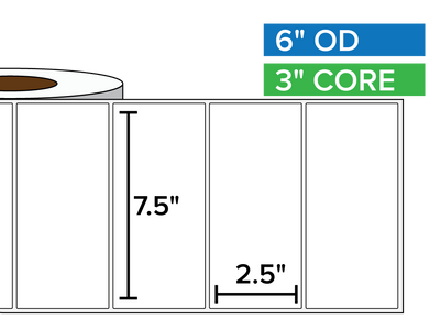 Rectangular Labels, Matte BOPP (poly) | 7.5 x 2.5 inches | 3 in. core, 6 in. outside diameter-Afinia Label Store