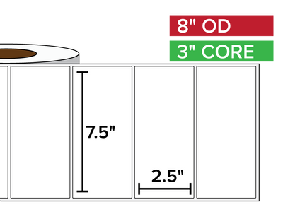 Rectangular Labels, Matte BOPP (poly) | 7.5 x 2.5 inches | 3 in. core, 8 in. outside diameter-Afinia Label Store