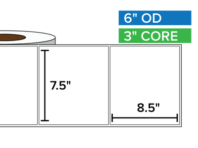 Rectangular Labels, Matte BOPP (poly) | 7.5 x 8.5 inches | 3 in. core, 6 in. outside diameter-Afinia Label Store