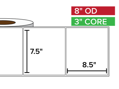 Rectangular Labels, Matte BOPP (poly) | 7.5 x 8.5 inches | 3 in. core, 8 in. outside diameter-Afinia Label Store