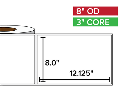 Rectangular Labels, Matte BOPP (poly) | 8 x 12.125 inches | 3 in. core, 8 in. outside diameter-Afinia Label Store