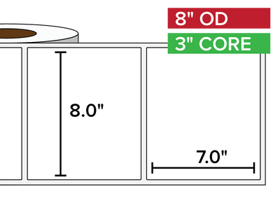 Rectangular Labels, Matte BOPP (poly) | 8 x 7 inches | 3 in. core, 8 in. outside diameter-Afinia Label Store