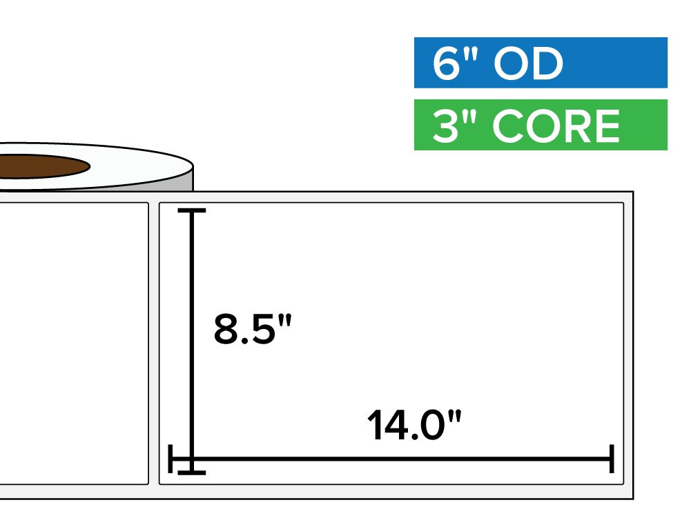 Rectangular Labels, Matte BOPP (poly) | 8.5 x 14 inches | 3 in. core, 6 in. outside diameter-Afinia Label Store