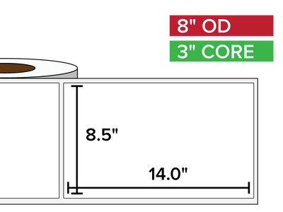 Rectangular Labels, Matte BOPP (poly) | 8.5 x 14 inches | 3 in. core, 8 in. outside diameter-Afinia Label Store