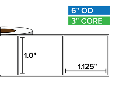 Rectangular Labels, Matte White Paper | 1 x 1.125 inches | 3 in. core, 6 in. outside diameter-Afinia Label Store