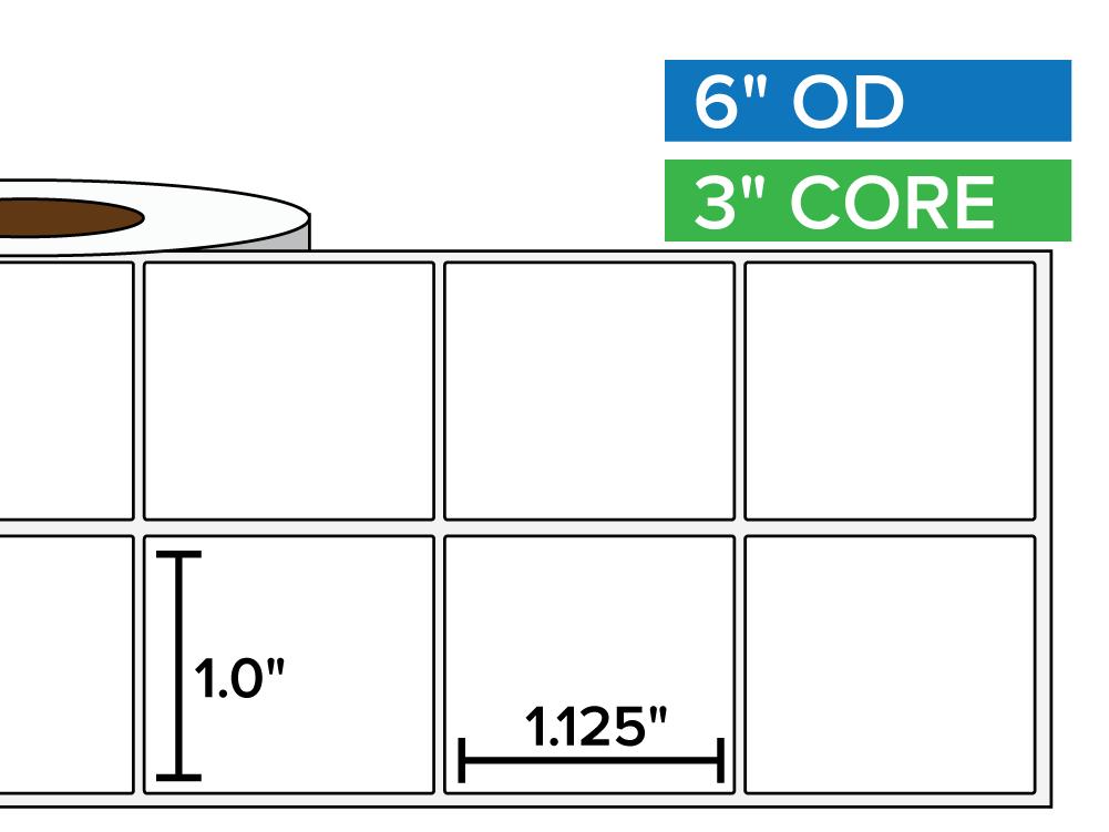 Rectangular Labels, Matte White Paper | 1 x 1.125 inches, 2-UP | 3 in. core, 6 in. outside diameter-Afinia Label Store