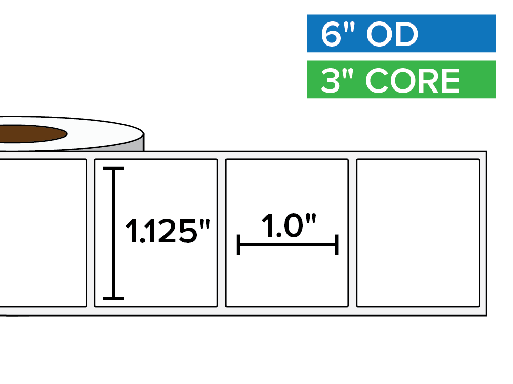 Rectangular Labels, Matte White Paper | 1.125 x 1 inches | 3 in. core ...