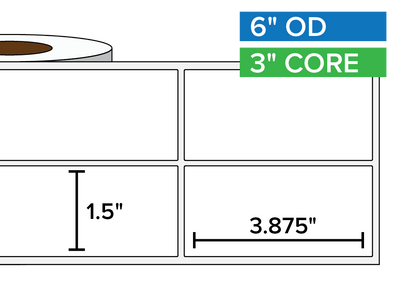Rectangular Labels, Matte White Paper | 1.5 x 3.875 inches, 2-UP | 3 in. core, 6 in. outside diameter-Afinia Label Store