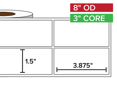 Rectangular Labels, Matte White Paper | 1.5 x 3.875 inches, 2-UP | 3 in. core, 8 in. outside diameter-Afinia Label Store