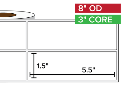 Rectangular Labels, Matte White Paper | 1.5 x 5.5 inches, 2-UP | 3 in. core, 8 in. outside diameter-Afinia Label Store