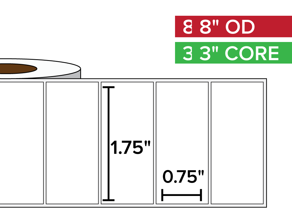 Rectangular Labels, Matte White Paper | 1.75 x 0.75 inches | 3 in. core, 8 in. outside diameter-Afinia Label Store