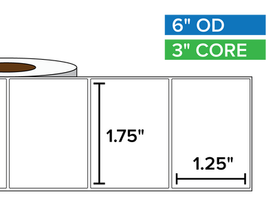 Rectangular Labels, Matte White Paper | 1.75 x 1.25 inches | 3 in. core, 6 in. outside diameter-Afinia Label Store