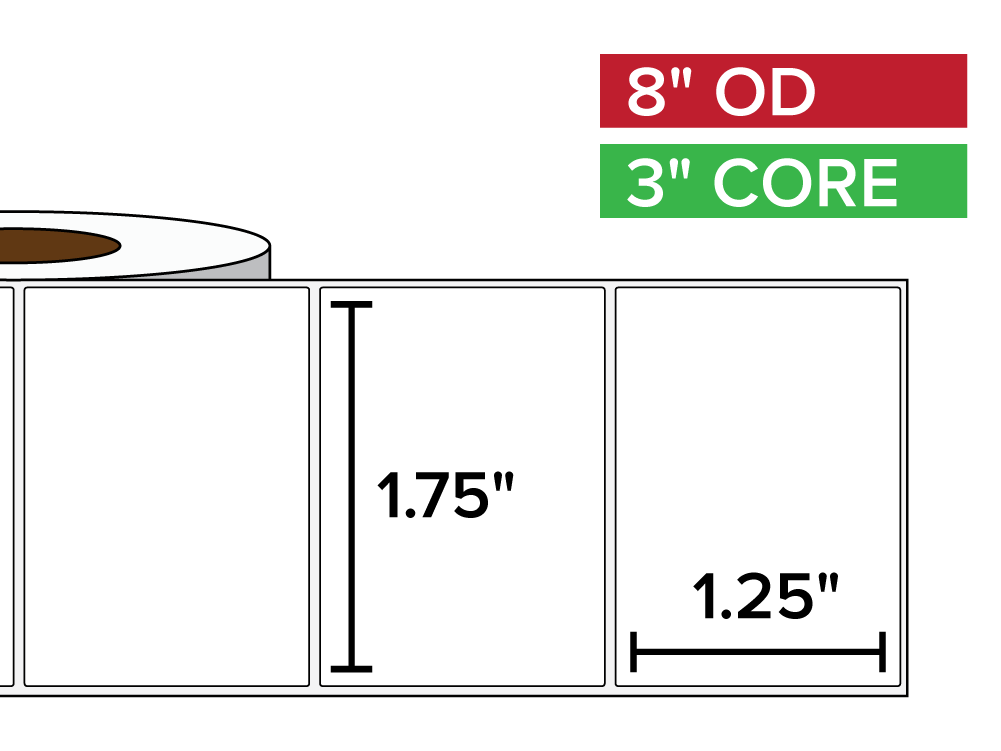 Rectangular Labels, Matte White Paper | 1.75 x 1.25 inches | 3 in. core, 8 in. outside diameter-Afinia Label Store