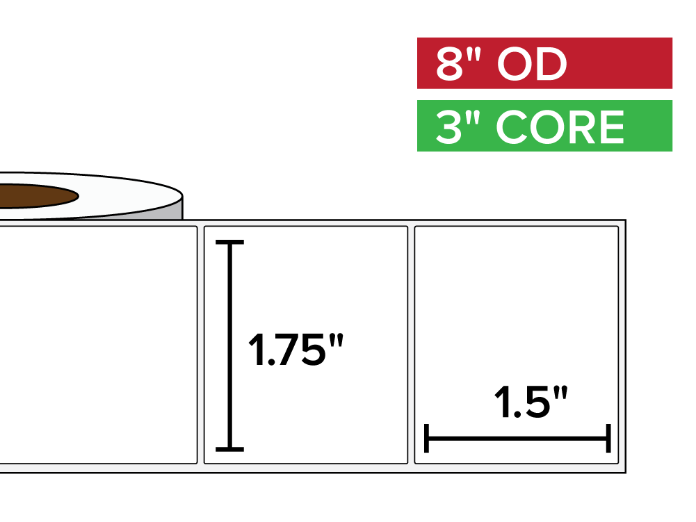 Rectangular Labels, Matte White Paper | 1.75 x 1.5 inches | 3 in. core, 8 in. outside diameter-Afinia Label Store