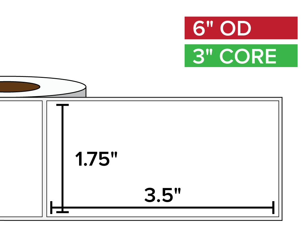 Rectangular Labels, Matte White Paper | 1.75 x 3.5 inches | 3 in. core, 8 in. outside diameter-Afinia Label Store