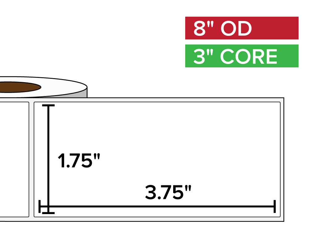 Rectangular Labels, Matte White Paper | 1.75 x 3.75 inches | 3 in. core, 8 in. outside diameter-Afinia Label Store