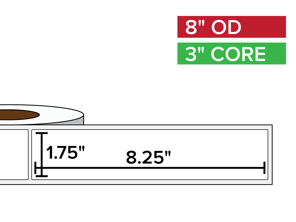 Rectangular Labels, Matte White Paper | 1.75 x 8.25 inches | 3 in. core, 8 in. outside diameter-Afinia Label Store