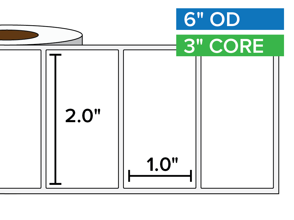 2x1 Inches Rectangular Labels, Matte White Paper | 2 x 1 inches | 3 in. core, 6 i ...