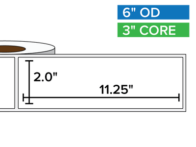 Rectangular Labels, Matte White Paper | 2 x 11.25 inches | 3 in. core, 6 in. outside diameter-Afinia Label Store