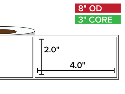 Rectangular Labels, Matte White Paper | 2 x 4 inches | 3 in. core, 8 in. outside diameter-Afinia Label Store