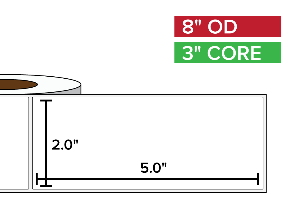 Rectangular Labels, Matte White Paper | 2 x 5 inches | 3 in. core, 8 in. outside diameter-Afinia Label Store