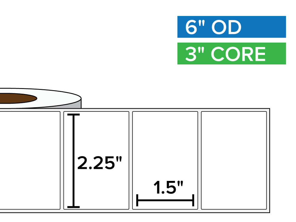 Rectangular Labels, Matte White Paper | 2.25 x 1.5 inches | 3 in. core, 6 in. outside diameter-Afinia Label Store