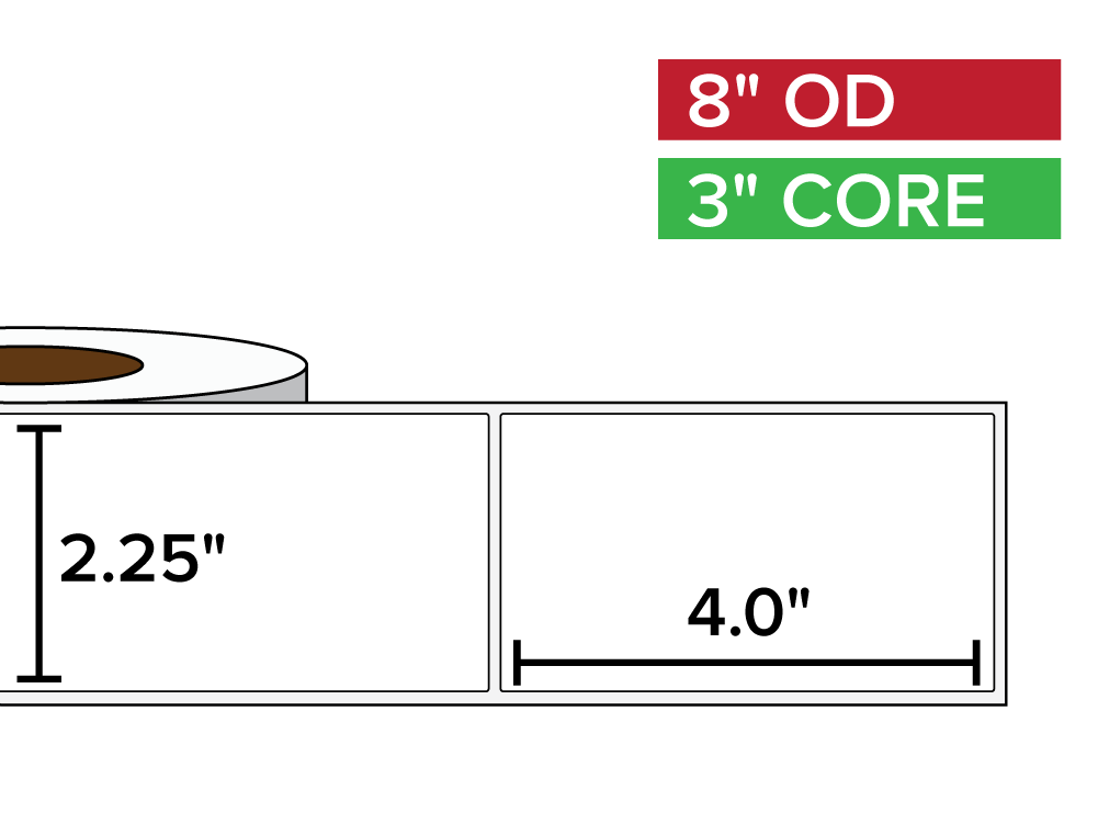 Rectangular Labels, Matte White Paper | 2.25 x 4 inches | 3 in. core, 8 in. outside diameter-Afinia Label Store