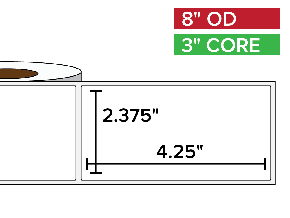 Rectangular Labels, Matte White Paper | 2.375 x 4.25 inches | 3 in. core, 8 in. outside diameter-Afinia Label Store