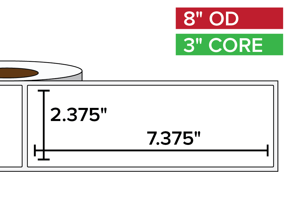 Rectangular Labels, Matte White Paper | 2.375 x 7.375 inches | 3 in. core, 8 in. outside diameter-Afinia Label Store