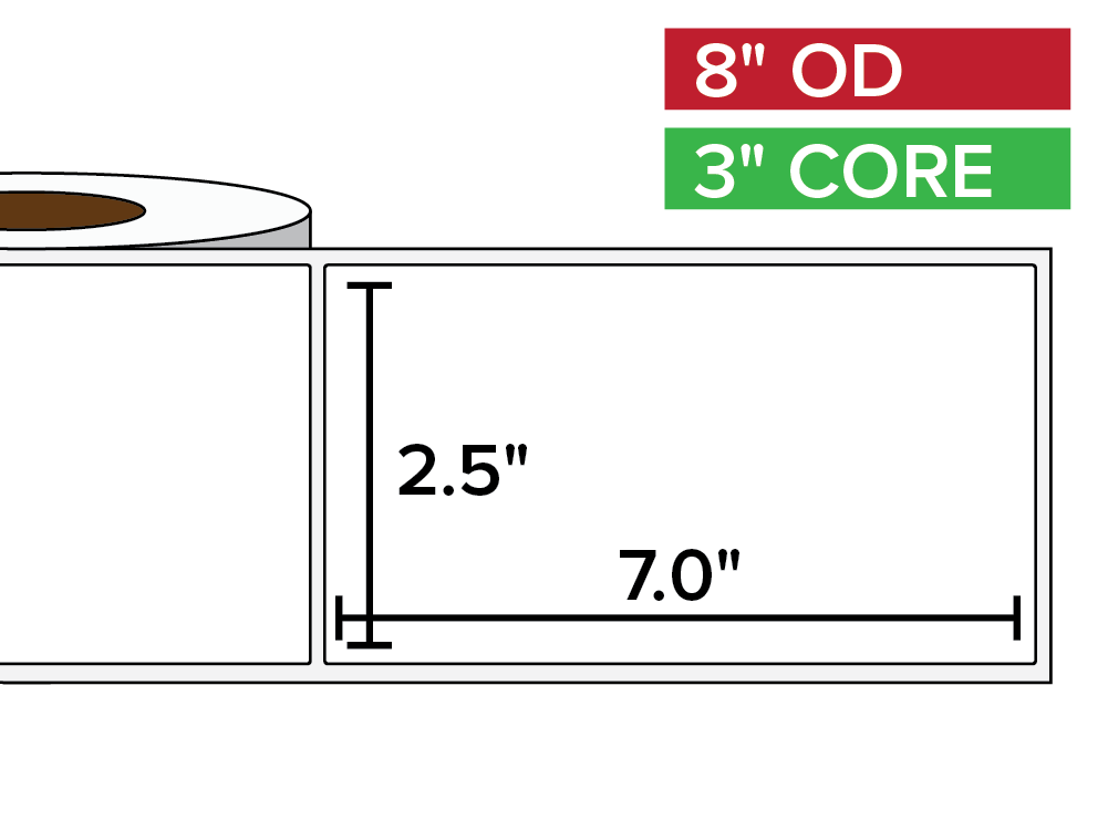 Rectangular Labels, Matte White Paper | 2.5 x 7 inches | 3 in. core, 8 in. outside diameter-Afinia Label Store