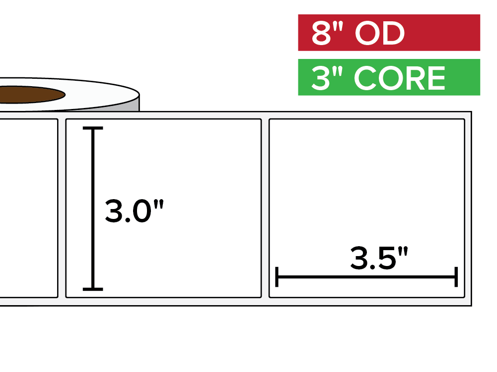 Rectangular Labels, Matte White Paper | 3 x 3.5 inches | 3 in. core, 8 in. outside diameter-Afinia Label Store