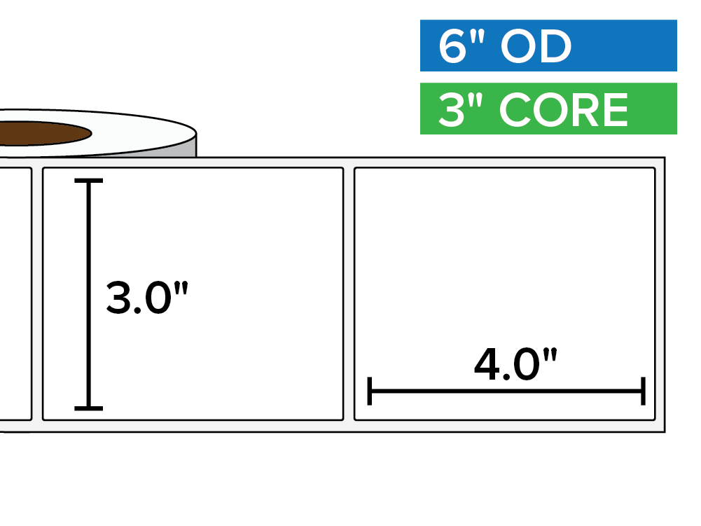 Rectangular Labels, Matte White Paper | 3 x 4 inches | 3 in. core, 6 in. outside diameter-Afinia Label Store